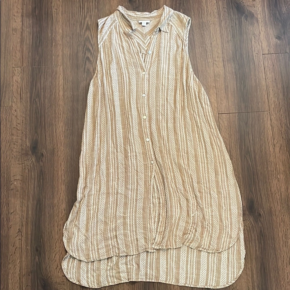 J Jill | Sleeveless Tan Striped Dress